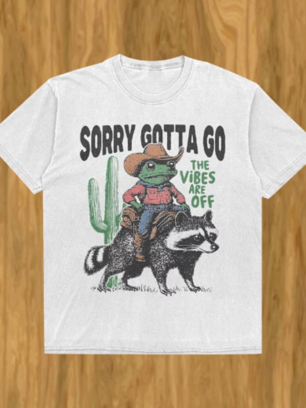 Cowboy Frog Riding Raccoon T-Shirt
